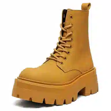 男士增高英伦风大头厚底中帮工装机车德比 马丁靴 男女同款