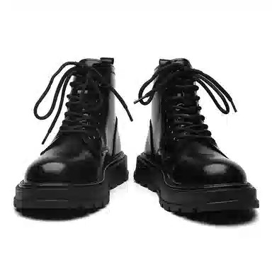 超纤皮 简约时尚厚底增高潮流百搭 马丁短靴 男款 黑色