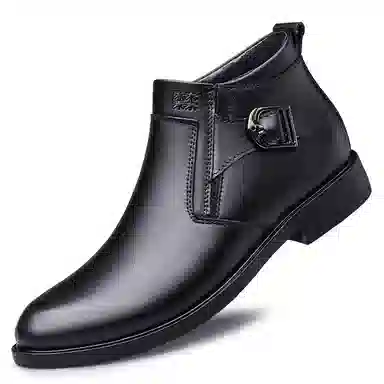 木林森 牛皮革 英伦风 商务 软皮软底舒适    日常通勤 短靴 男款 黑色