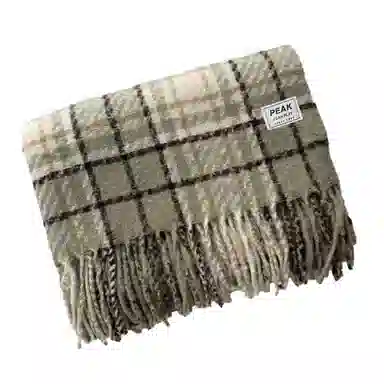 匹克 秋冬季流苏格子撞色英伦风加厚防寒保暖 绒线围巾（礼盒可选） 男女同款情侣款