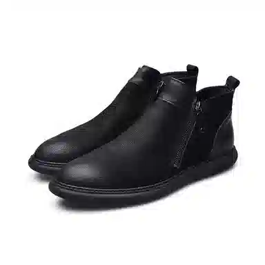 PARDASAUL Round Toe Side Zipper Boots Black