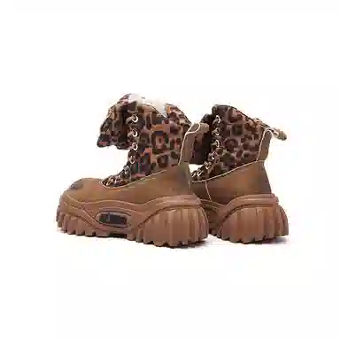 KEDDO Retro Leopard Platform Boots