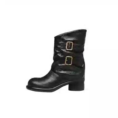 Yeezyy Reezy Wool Round Toe Ankle Boots 5cm Heel Women