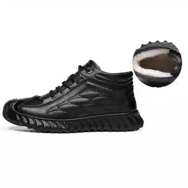 法派 二层牛皮 保暖时尚舒适 短筒 户外靴 男款 黑色