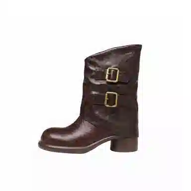 Yeezyy Reezy Wool Round Toe Ankle Boots 5cm Heel Women