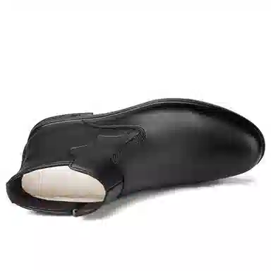 文耐 头层牛皮 时尚加绒 短靴 男女同款 黑色