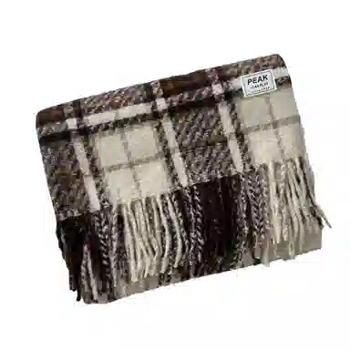 匹克 秋冬季流苏格子撞色英伦风加厚防寒保暖 绒线围巾（礼盒可选） 男女同款情侣款