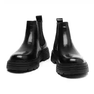 罗蒙 牛剖层革 简约经典 百搭轻便 套筒舒适 及踝 切尔西靴 男款 黑色