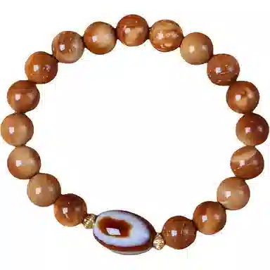 書卓 顶级飘花  搭配玛瑙天珠  天然棕眼棕线 新中式国风气质#好运 库克 手串 男女同款情侣款