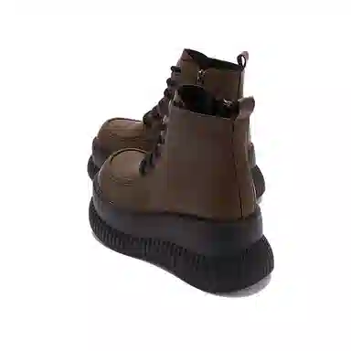 优质皮面厚底休闲百搭松糕鞋 短靴 女款