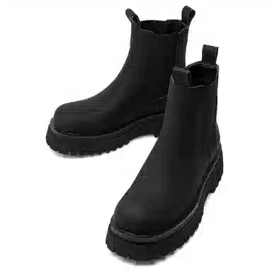 驰狼 时尚百搭 切尔西靴 男款 雾面磨砂黑