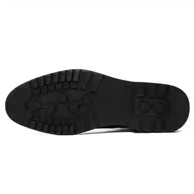 正泰 牛皮革 加绒保暖抗寒商务布洛克职场百搭 及踝 切尔西靴 男款 黑色