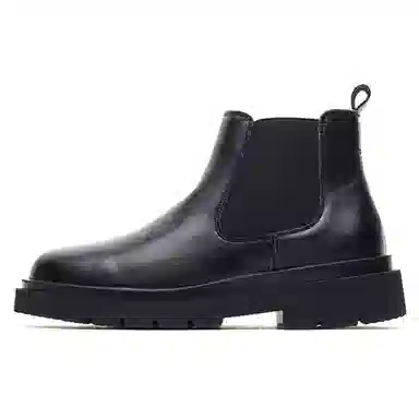 威世米邦 超纤皮 厚底百搭 英伦潮流 简约 短筒 切尔西靴 男款 黑色