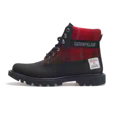 HarrisTweed x CAT Outdoor Work Boot Red Black