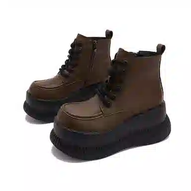 优质皮面厚底休闲百搭松糕鞋 短靴 女款