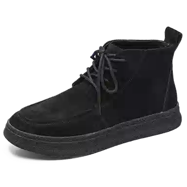 威世米邦 牛反绒 厚底百搭潮流复古英伦风一脚蹬户外雪地加绒保暖 短筒 切尔西靴 中跟 男款