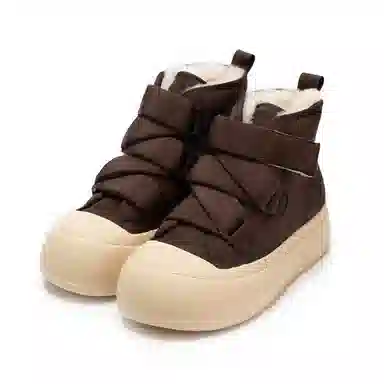 尊儿 合成革 时尚休闲 短中筒 雪地靴 男女同款