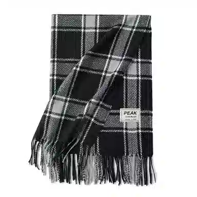 匹克 秋冬季流苏格子撞色英伦风加厚防寒保暖 绒线围巾（礼盒可选） 男女同款情侣款