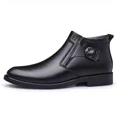 木林森 牛皮革 英伦风 商务 软皮软底舒适    日常通勤 短靴 男款 黑色