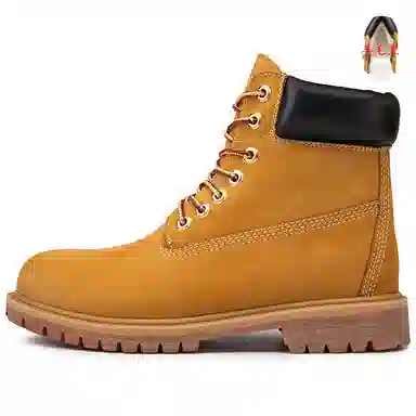 季公羊 牛皮革 时尚潮流 简约经典 短筒 马丁靴 男女同款 麦色