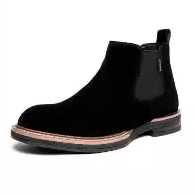 卓诗尼 牛剖层革 复古经典 轻便耐磨 舒适时尚休闲百搭防滑工装户外英伦风通勤 短筒 切尔西靴 男款 黑色