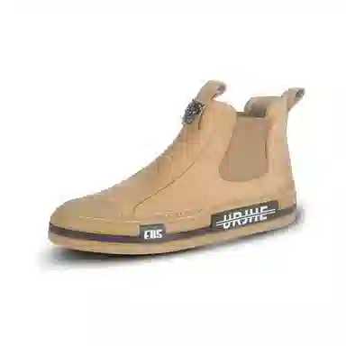 泰点 头层牛皮 复古百搭舒适 短筒 切尔西靴 厚底增高 男款 黑色