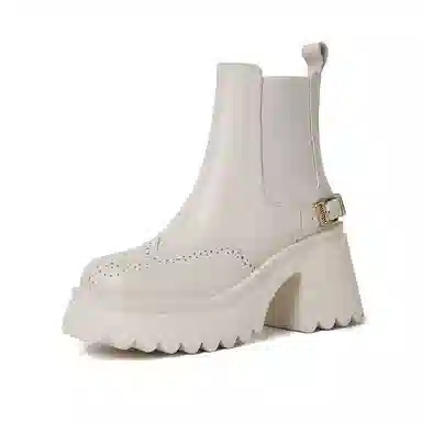 苏颜娇 头层牛皮 百搭时尚 短筒 切尔西靴 女款