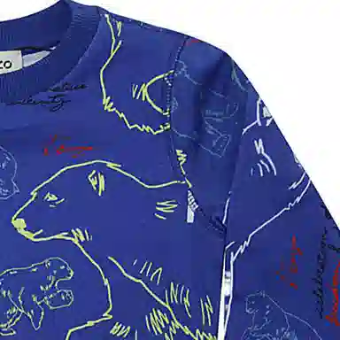 KENZO FW22 Letter Print Crewneck Sweatshirt Blue Boys