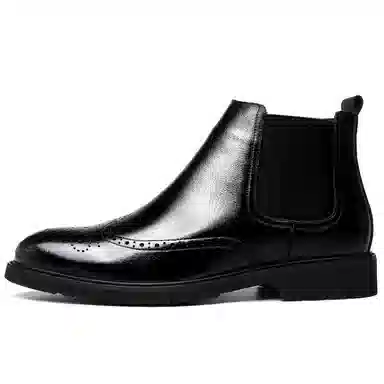法派 头层牛皮 英伦 加绒舒适 百搭防滑 时尚耐磨 中筒 切尔西靴 男款