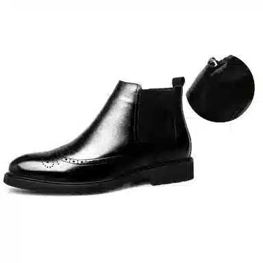 法派 头层牛皮 英伦 加绒舒适 百搭防滑 时尚耐磨 中筒 切尔西靴 男款