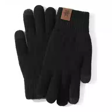 俞兆林 加厚保暖开车 户外骑行电动车防风防寒简约百搭加绒针织可触屏 锦纶 绒线手套 男款