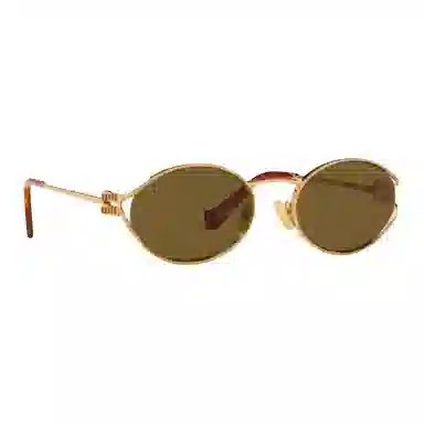 Miu Miu Oval Sunglasses Gold