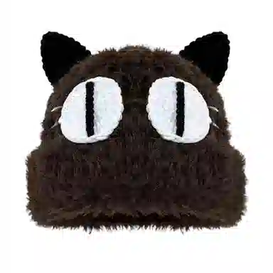 雅鹿 可爱猫咪大眼毛绒绒针织帽秋冬季保暖加厚加绒大头围百搭学生显脸小毛线帽 棉 绒线帽 男女同款情侣款 礼盒装