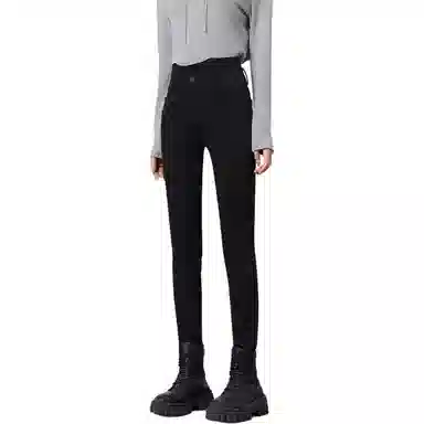 法文箱子 纯色高腰修身牛仔裤 女款 黑色