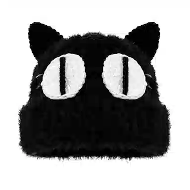雅鹿 可爱猫咪大眼毛绒绒针织帽秋冬季保暖加厚加绒大头围百搭学生显脸小毛线帽 棉 绒线帽 男女同款情侣款 礼盒装