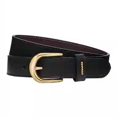 COACH C Letter Smooth Buckle Belt Black 2.5cm