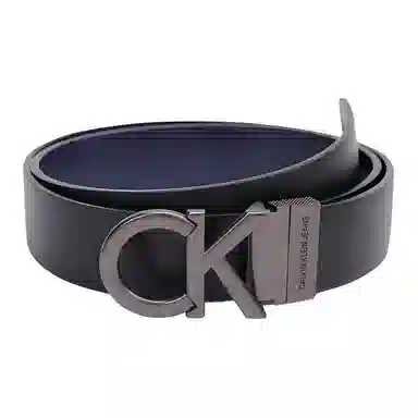 Calvin Klein CK Logo Smooth Buckle Belt Navy 3.4cm