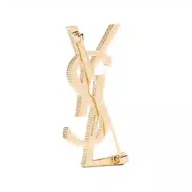 SAINT LAURENT Cassandre Brooch Gold