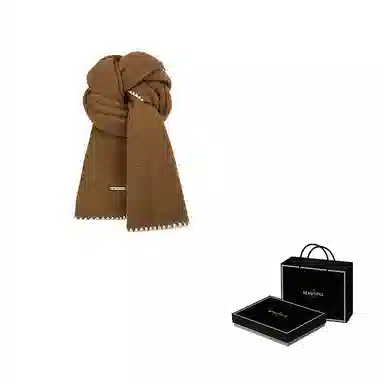 浪莎 超软糯锁边含羊毛围巾女生冬季纯色加厚保暖百搭韩系氛围感围脖护颈披肩 男女同款情侣款 礼盒装 绒线围巾 男女同款情侣款