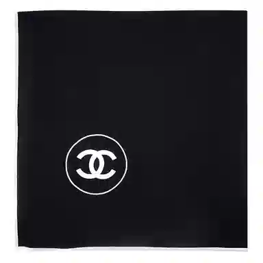 CHANEL Classic Logo Cashmere Silk Scarf Black