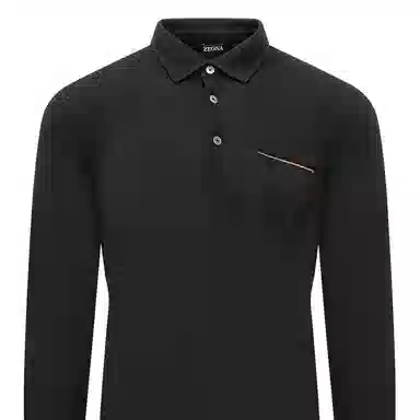 Zegna Long Sleeve Polo Black