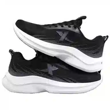 特步 舒适简约时尚防滑耐磨 低帮 休闲跑步鞋 男款 黑色