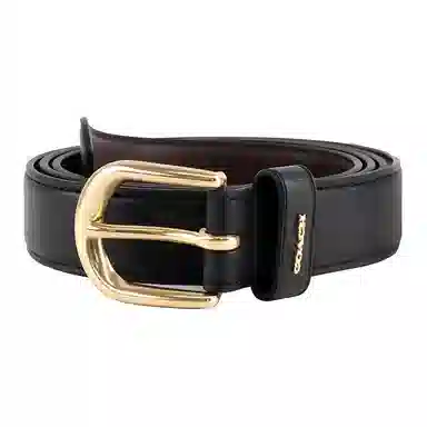 COACH C Letter Smooth Buckle Belt Black 2.5cm