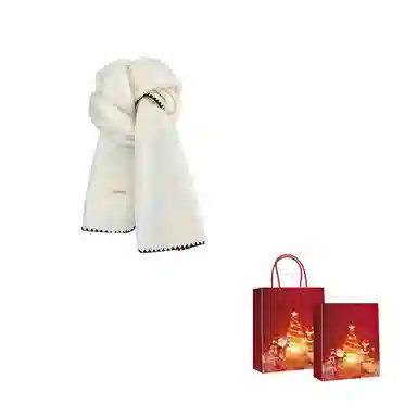 浪莎 超软糯锁边含羊毛围巾女生冬季纯色加厚保暖百搭韩系氛围感围脖护颈披肩 男女同款情侣款 礼盒装 绒线围巾 男女同款情侣款