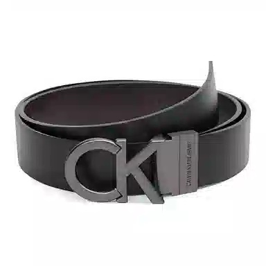 Calvin Klein CK Logo Smooth Buckle Belt Navy 3.4cm