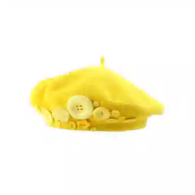 山一丸 冬季咖啡棕色毛呢复古秋冬气质百搭纽扣画家帽子 羊毛 贝雷帽 女款