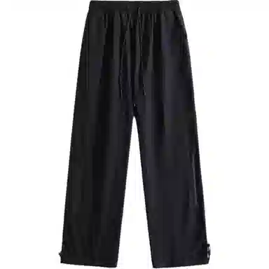 双星八特 美式高街加绒加厚防风防水户外露营登山机能风纯色基础款宽松系带直筒工装裤 男女同款 黑色