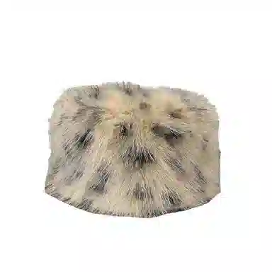 山一丸 豹纹毛绒秋冬仿皮草斑点豹纹包头帽韩版保暖护耳盆帽子潮 腈纶 渔夫帽 女款