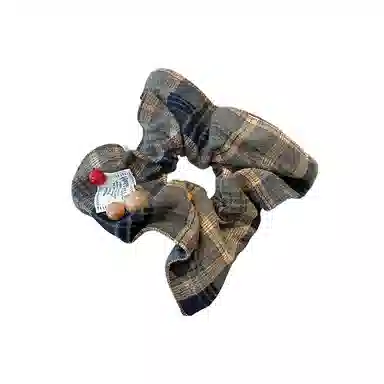 水中玉 格纹大肠发圈扎头马尾发绳头圈高弹力耐用皮筋发饰#好运 布艺 头绳 女款