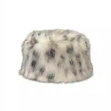 山一丸 豹纹毛绒秋冬仿皮草斑点豹纹包头帽韩版保暖护耳盆帽子潮 腈纶 渔夫帽 女款